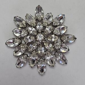 Snowflake Silver Crystal Brooch
